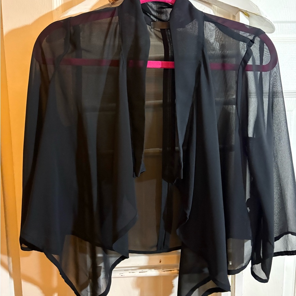 Black Sheer Open Front Cardigan